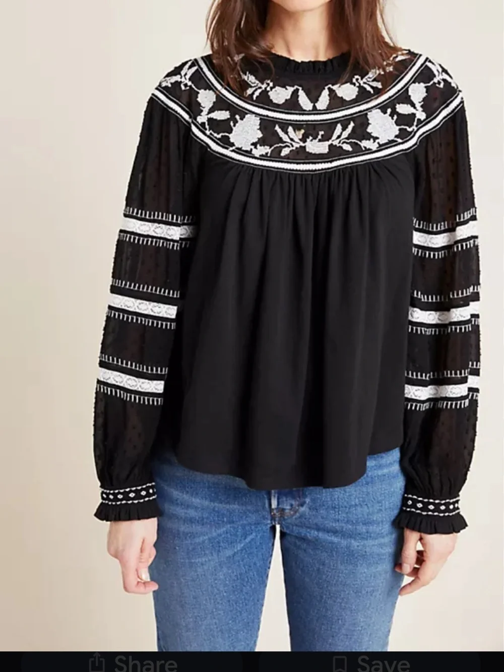 MAEVE By Anthropologie Winona Embroidered Top XSP oversized